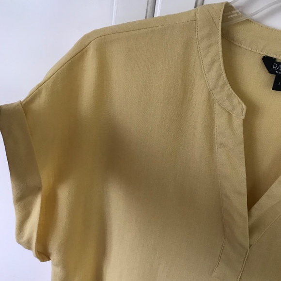 RACHEL ROY Short Sleeve Blouse V-Neck Tunic Top Yellow Women’s Size Large - Picture 5 of 16